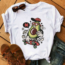 Load image into Gallery viewer, Kawaii Cartoon Avocado Short Sleeve T-shirt Women Casual Avocado Graphic Tops Female Tee Summer Women T-shirts Tops