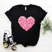 Load image into Gallery viewer, Pink Heart Flower Print Women Tshirt Cotton Casual

