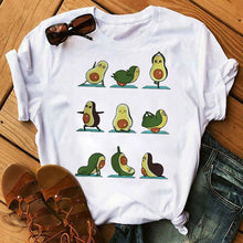 Load image into Gallery viewer, Kawaii Cartoon Avocado Short Sleeve T-shirt Women Casual Avocado Graphic Tops Female Tee Summer Women T-shirts Tops
