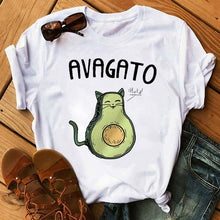 Load image into Gallery viewer, Kawaii Cartoon Avocado Short Sleeve T-shirt Women Casual Avocado Graphic Tops Female Tee Summer Women T-shirts Tops

