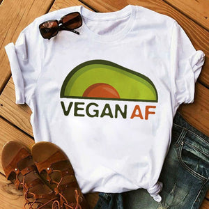 Kawaii Cartoon Avocado Short Sleeve T-shirt Women Casual Avocado Graphic Tops Female Tee Summer Women T-shirts Tops