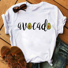 Load image into Gallery viewer, Kawaii Cartoon Avocado Short Sleeve T-shirt Women Casual Avocado Graphic Tops Female Tee Summer Women T-shirts Tops
