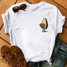 Load image into Gallery viewer, Kawaii Cartoon Avocado Short Sleeve T-shirt Women Casual Avocado Graphic Tops Female Tee Summer Women T-shirts Tops
