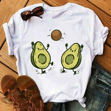 Load image into Gallery viewer, Kawaii Cartoon Avocado Short Sleeve T-shirt Women Casual Avocado Graphic Tops Female Tee Summer Women T-shirts Tops
