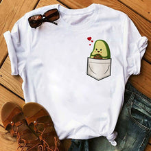 Load image into Gallery viewer, Kawaii Cartoon Avocado Short Sleeve T-shirt Women Casual Avocado Graphic Tops Female Tee Summer Women T-shirts Tops
