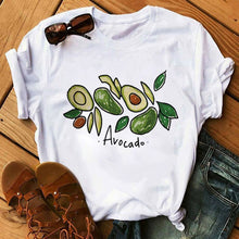 Load image into Gallery viewer, Kawaii Cartoon Avocado Short Sleeve T-shirt Women Casual Avocado Graphic Tops Female Tee Summer Women T-shirts Tops

