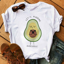 Load image into Gallery viewer, Kawaii Cartoon Avocado Short Sleeve T-shirt Women Casual Avocado Graphic Tops Female Tee Summer Women T-shirts Tops
