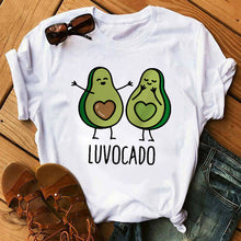 Load image into Gallery viewer, Kawaii Cartoon Avocado Short Sleeve T-shirt Women Casual Avocado Graphic Tops Female Tee Summer Women T-shirts Tops
