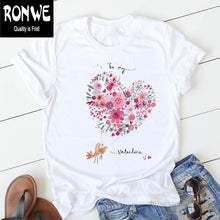 Load image into Gallery viewer, Pink Heart Flower Print Women Tshirt Cotton Casual

