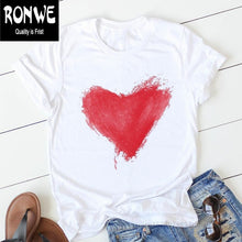 Load image into Gallery viewer, Pink Heart Flower Print Women Tshirt Cotton Casual
