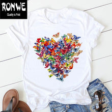 Load image into Gallery viewer, Pink Heart Flower Print Women Tshirt Cotton Casual
