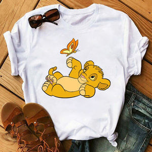 2020 New Summer Women T-shirt Cartoon Lion King Printed