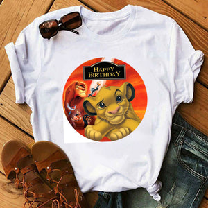 2020 New Summer Women T-shirt Cartoon Lion King Printed