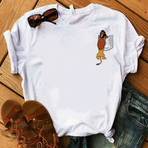 The Lion King Cartoon Funny Short Sleeve T Shirt Women Two Little lions printed vogue O Neck tee shirt femme