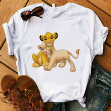 Load image into Gallery viewer, The Lion King Cartoon Funny Short Sleeve T Shirt Women Two Little lions printed vogue O Neck tee shirt femme
