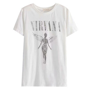 New Harajuku Gothic Female Tshirt Flame Heart Print